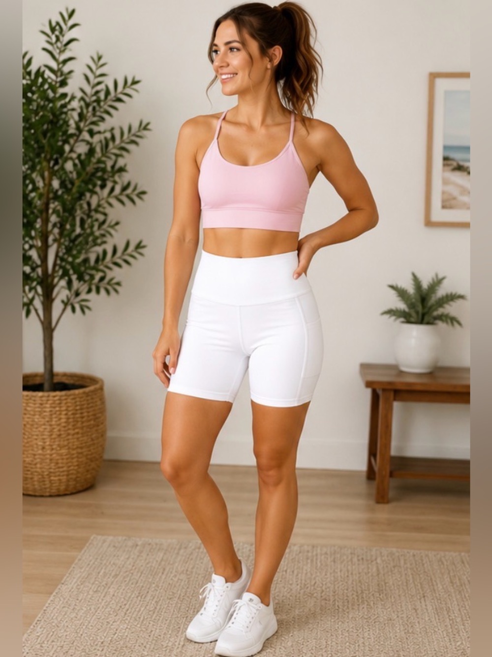 216 Vineyard Vines White Performance Bike Shorts XS High Rise Athletic Stretch